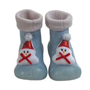 Santa Snowman Infant 6-9 month Booties Winter Christmas Socks